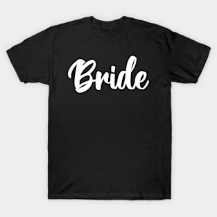 Bride Typography Cursive White T-Shirt